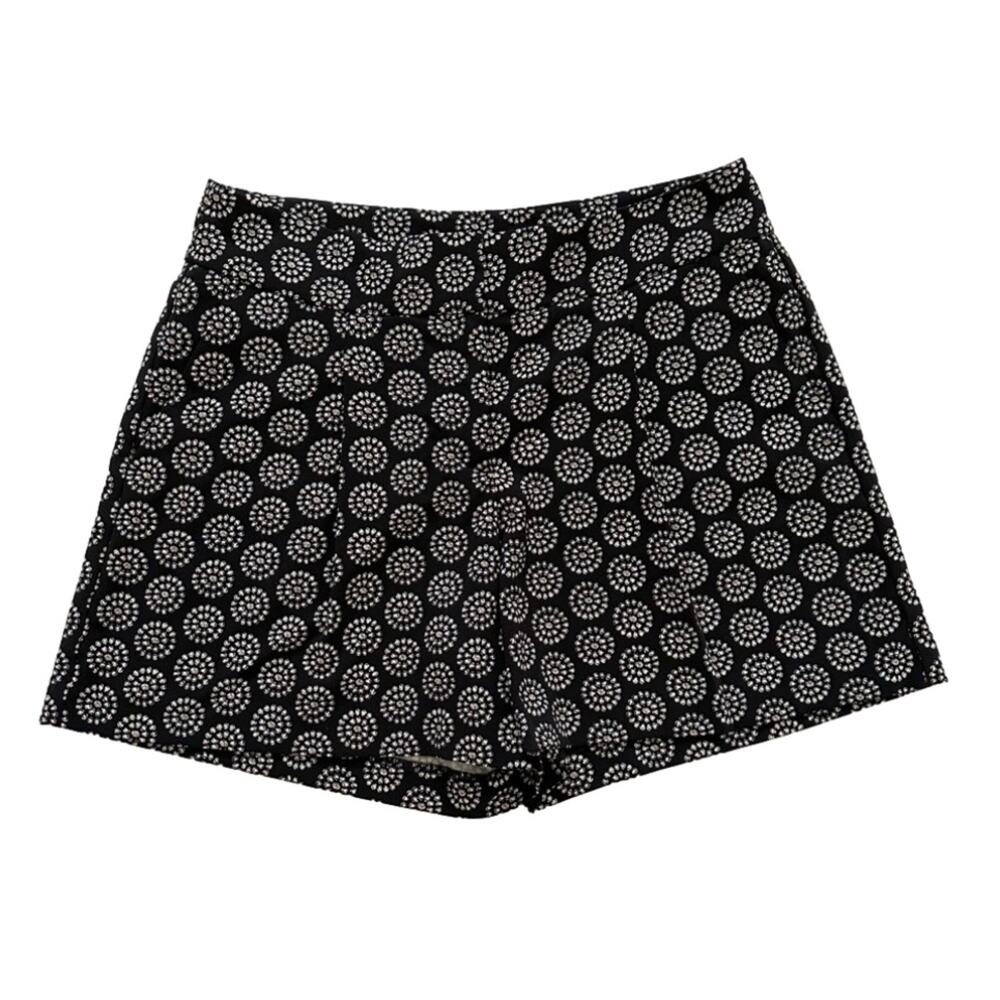 Ann Taylor Factory Shorts Black White Abstract Floral Print Pocket Dressy Size 2